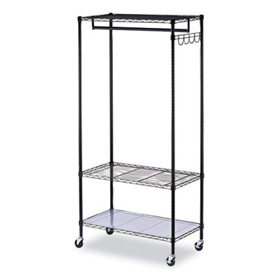 Wire Shelving Garment Rack, 30 Garments, 36w X 18d X 75h, Black